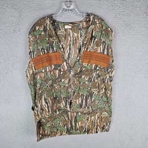 Vintage 90s Ideal Hunting Vest Mens M Hardwoods Camo High Low Full Zip